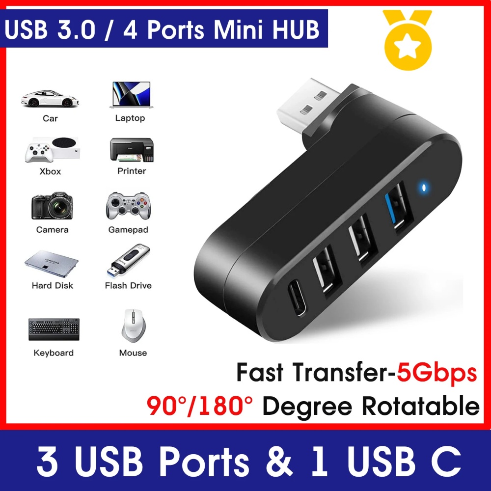 Laptop Accessories Hub - Mini Splitter 4 Ports USB Hub