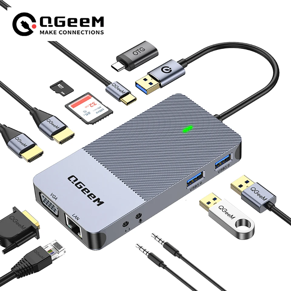 QGeeM USB 3.0 Docking Station, - đánh giá và giá Laptop Accessories Hub